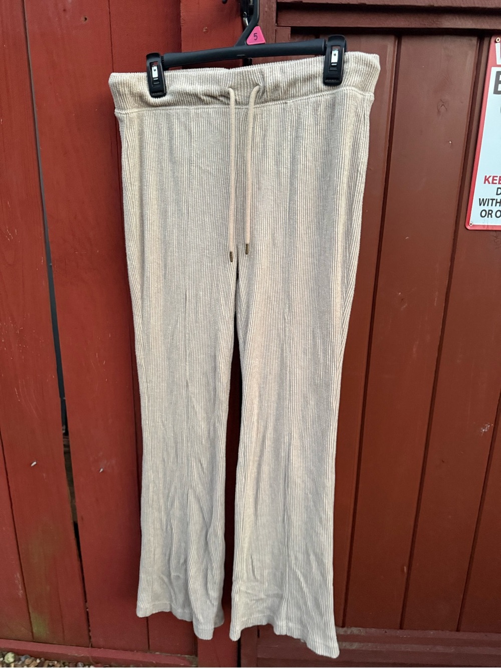 Universal Thread Cream Ribbed Knit Drawstring Joggers